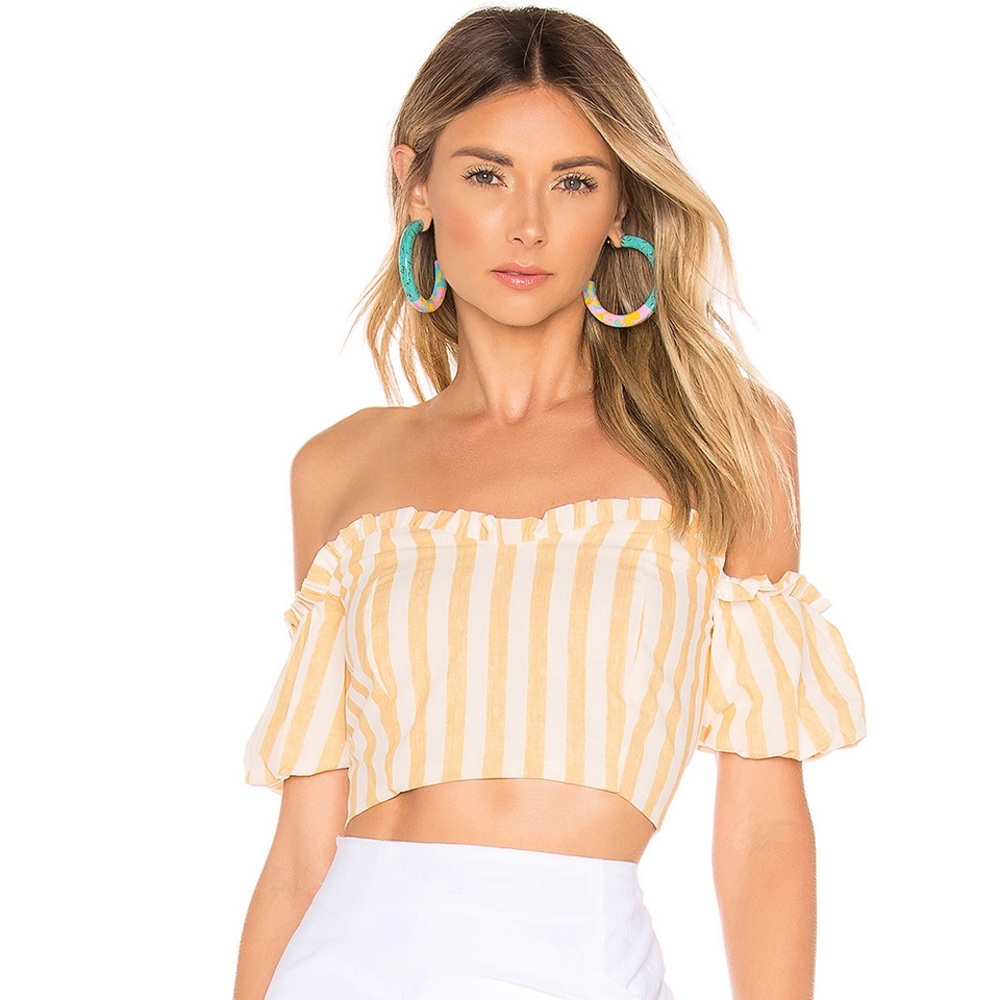 NWT superdown Off Shoulder Stripe Crop Top Small